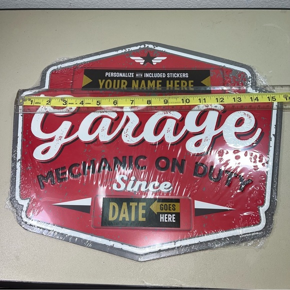 Brand New & Sealed Garage on Duty since Wall sign With Stickers Retro - Picture 6 of 6